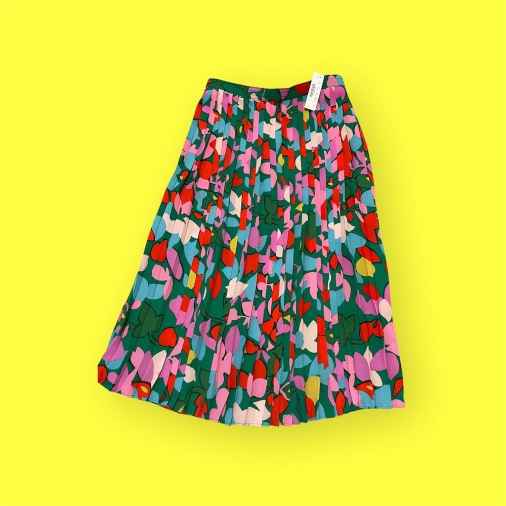 J. Crew pleated midi confetti floral skirt.